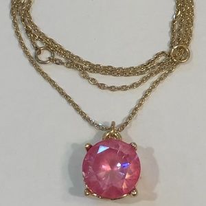 NEW hot pink solitaire rhinestone DAINTY necklace